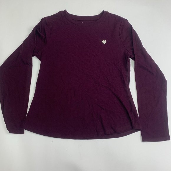 a new day Tops - Women's Long Sleeve Embroidered Heart T-Shirt - A New Day Burgundy XS